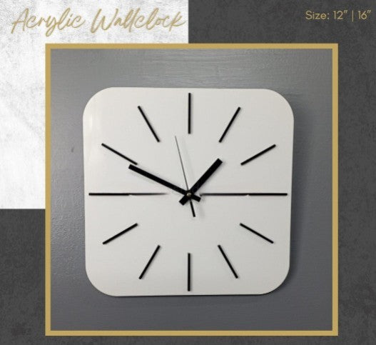 Acrylic Wall Clock White & Black Clock Square Shape