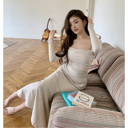 Women's Pleated Figure-flattering Mermaid Maxi Dress